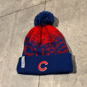 Kids Red and Blue Pom-Pom Beanie
